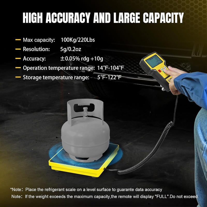 Yellow Jacket Refrigerant Scale 220 LBS HVAC Freon Scale Ultra-Large LCD Screen High Precision Electronic Refrigerant Charging Weight Scale with Portable Case for Recovery Tanks - Image 3